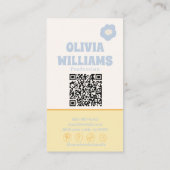 Retro Soft QR Code Boho Groovy Kariert Floral Visitenkarte (Rückseite)