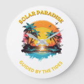 Retro Solarparadies - Von den Gezeiten geführt T-S Große Wanduhr (Vorderseite)