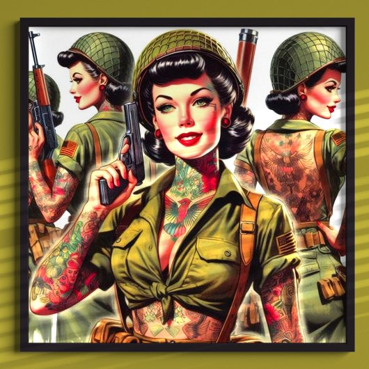 Retro Soldier Girls Poster