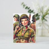 Retro Soldier Girls Postkarte (Stehend Vorderseite)