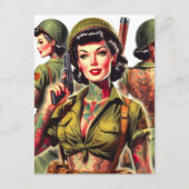 Retro Soldier Girls Postkarte (Vorderseite)
