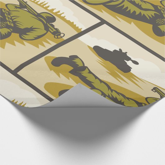 Retro Soldier und Tank Geschenkpapier (Ecke)