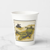 Retro Soldier und Tank Pappbecher (Vorderseite)