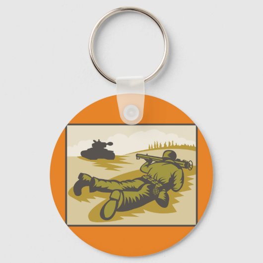 Retro Soldier und Tank Schlüsselanhänger (Vorderseite)