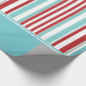 Retro Solid Aqua mit rotem, weißem, Aqua Blue Stre Geschenkpapier (Ecke)