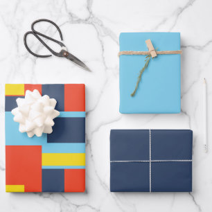 Retro-Solid-Block-Design / Satz 2 Geschenkpapier Set