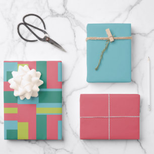 Retro-Solid-Block-Design / Set 1 Geschenkpapier Set