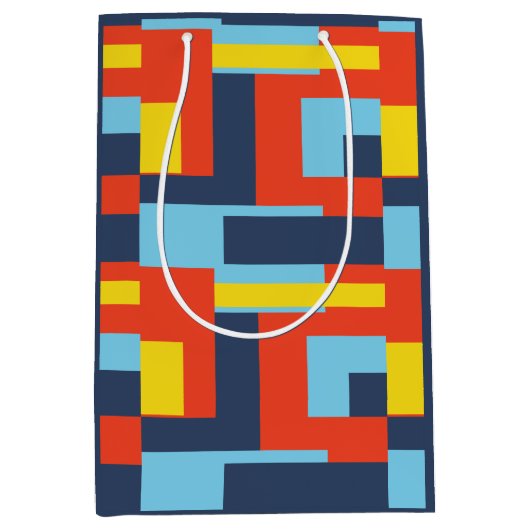 Retro Solid Block Design/Set 2 Mittlere Geschenktüte (Vorderseite)