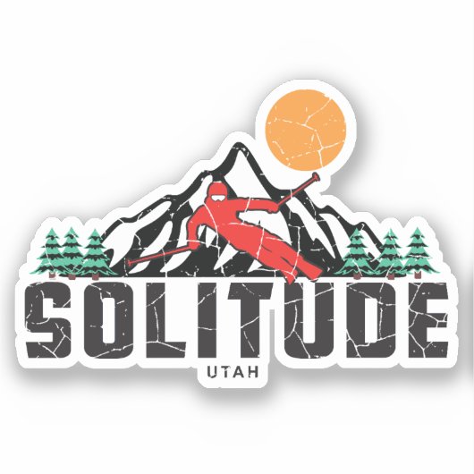 Retro Solitude Mountain Ski Aufkleber (Vorderseite)