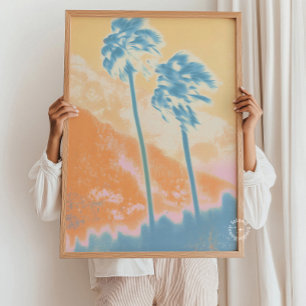 Retro-Sommer-Abstrakter-Tropischer-Palmbaum-Druck  Poster
