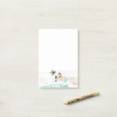 Retro Sommer Boho Surf | Monogramm Personalisiert Post-it Klebezettel (Auf Schreibtisch)