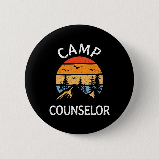 Retro-Sommer-Camp-Leiter Camper-Mitarbeiter Button (Vorderseite)
