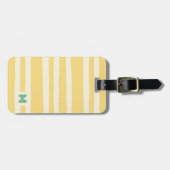 Retro Sommer Chic Gelbe Streifen Monogramm Gepäckanhänger (Vorderseite horizontal)