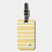Retro Sommer Chic Gelbe Streifen Monogramm Gepäckanhänger (Vorderseite vertikal)