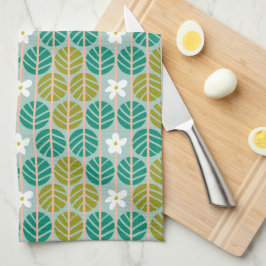 Retro Sommer grün & rosa blumengestreift Geschirrtuch