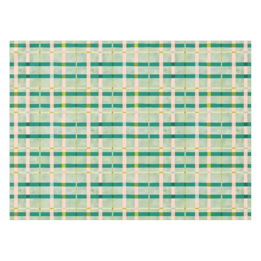 Retro Sommer grün und rosa kariert Tischdecke (Vorderseite (Horizontal))