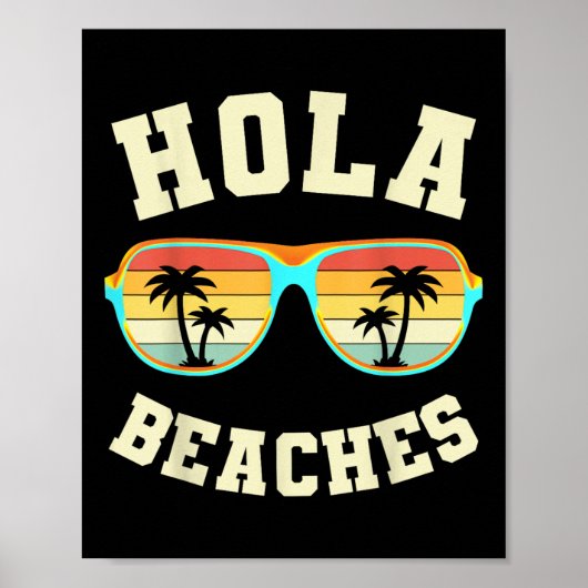 Retro Sommer Hola Strände Funny Beach Vin Poster (Vorne)