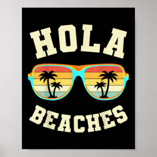 Retro-Sommer Hola Strände Lustiger Strandurlaub Vi Poster