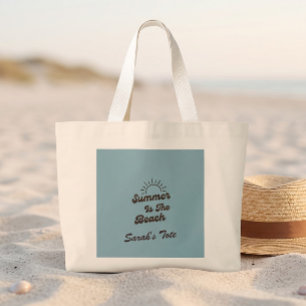 Retro Sommer ist die Strand Custom Name-Tasche Jumbo Stoffbeutel