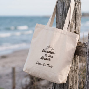 Retro Sommer ist die Strand Custom Name-Tasche Jumbo Stoffbeutel