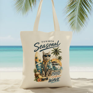 Retro Sommer Katze Surfer Van 80er Kalifornien Wel Tasche