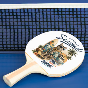 Retro Sommer Katze Surfer Van 80er Kalifornien Wel Tischtennis Schläger