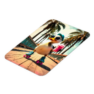 Retro-Sommer lustige Roller-Ente  Magnet