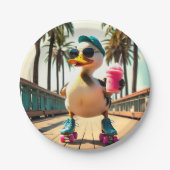 Retro-Sommer lustige Roller-Ente  Pappteller (Vorderseite)