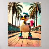 Retro-Sommer Lustige Roller-Ente  Poster (Vorne)