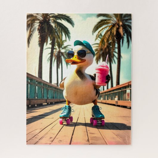 Retro-Sommer lustige Roller-Ente Puzzle (Vertikal)