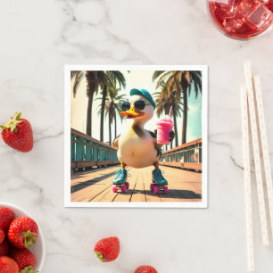 Retro-Sommer lustige Roller-Ente Serviette