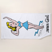 Retro Sommer-Mädchen Strandtuch (Vorderseite)