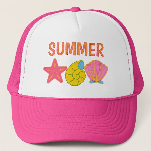 Retro-Sommer-Muscheln Truckerkappe (Vorderseite)