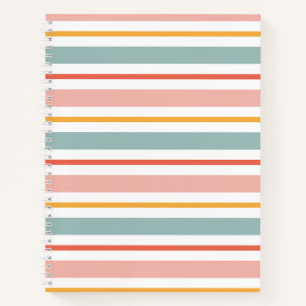 Retro-Sommer-Pastell-Gestreift-Rosa-Minz und Senf  Notizblock