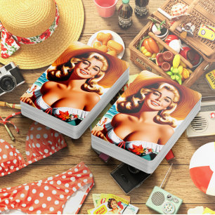 Retro-Sommer-Pin-up Spielkarten