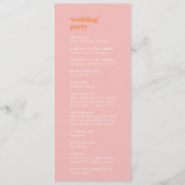 Retro-Sommer-Pink-Orange-Zeitstrahl-Hochzeitsprogr Programm (Rückseite)