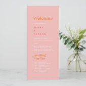 Retro-Sommer-Pink-Orange-Zeitstrahl-Hochzeitsprogr Programm (Stehend Vorderseite)