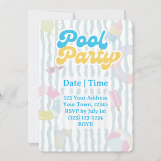 Retro-Sommer-Poolparty-Einladung Einladung