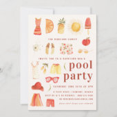 Retro Sommer | Poolparty-Einladung Einladung (Vorderseite)