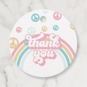 Retro-Sommer-Regenbogen-Danke Geschenkanhänger
