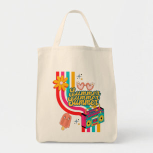 Retro-Sommer-Regenbogen-Tasche Tragetasche