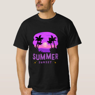 Retro-Sommer-Sonnenuntergang-Palmen T-Shirt