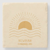 Retro Sommer Strand Boho Sonne Steinuntersetzer (Vorderseite)