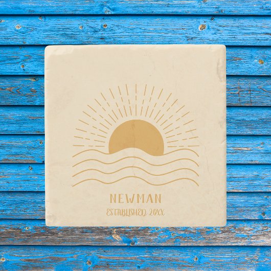 Retro Sommer Strand Boho Sonne Steinuntersetzer