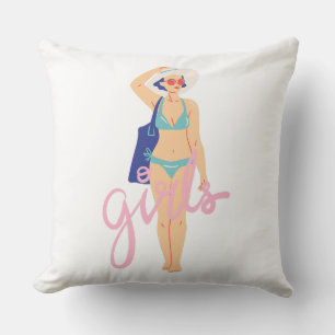 Retro-Sommer-Strand-Frau-Bikini-Mädchen Kissen