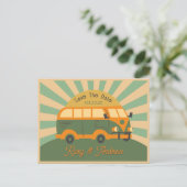Retro Sommer van Hochzeit Postkarte (Stehend Vorderseite)