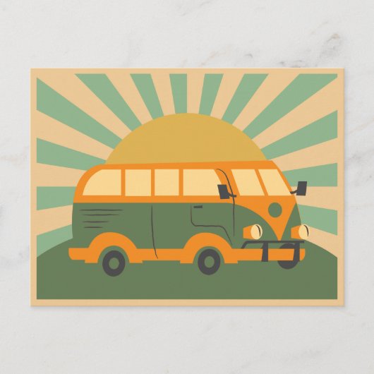 Retro-Sommer-Van Postkarte (Vorderseite)