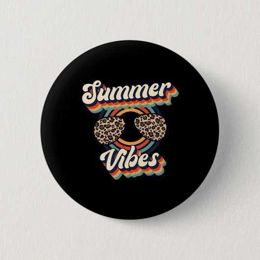 Retro-Sommer-Vibes Gepard Sonnenbrille Urlaub Button (Vorderseite)