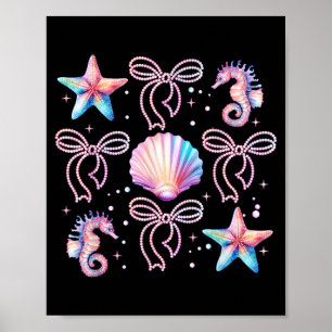 Retro-Sommer-Vibes-Strand-Coquette-Schleife-Sommer Poster