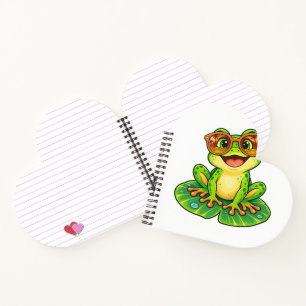 Retro-Sommerfrosch mit Sonnenbrille PNG   Süße Tro Notizblock